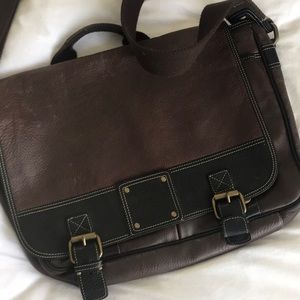 Fossil leather messenger bag top handle/crossbody